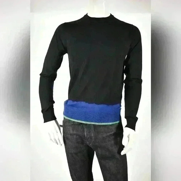 Lanvin Other - LANVIN Navy Green 100% Fine Merino Wool Gradient Sweater  Pullover Small Italy